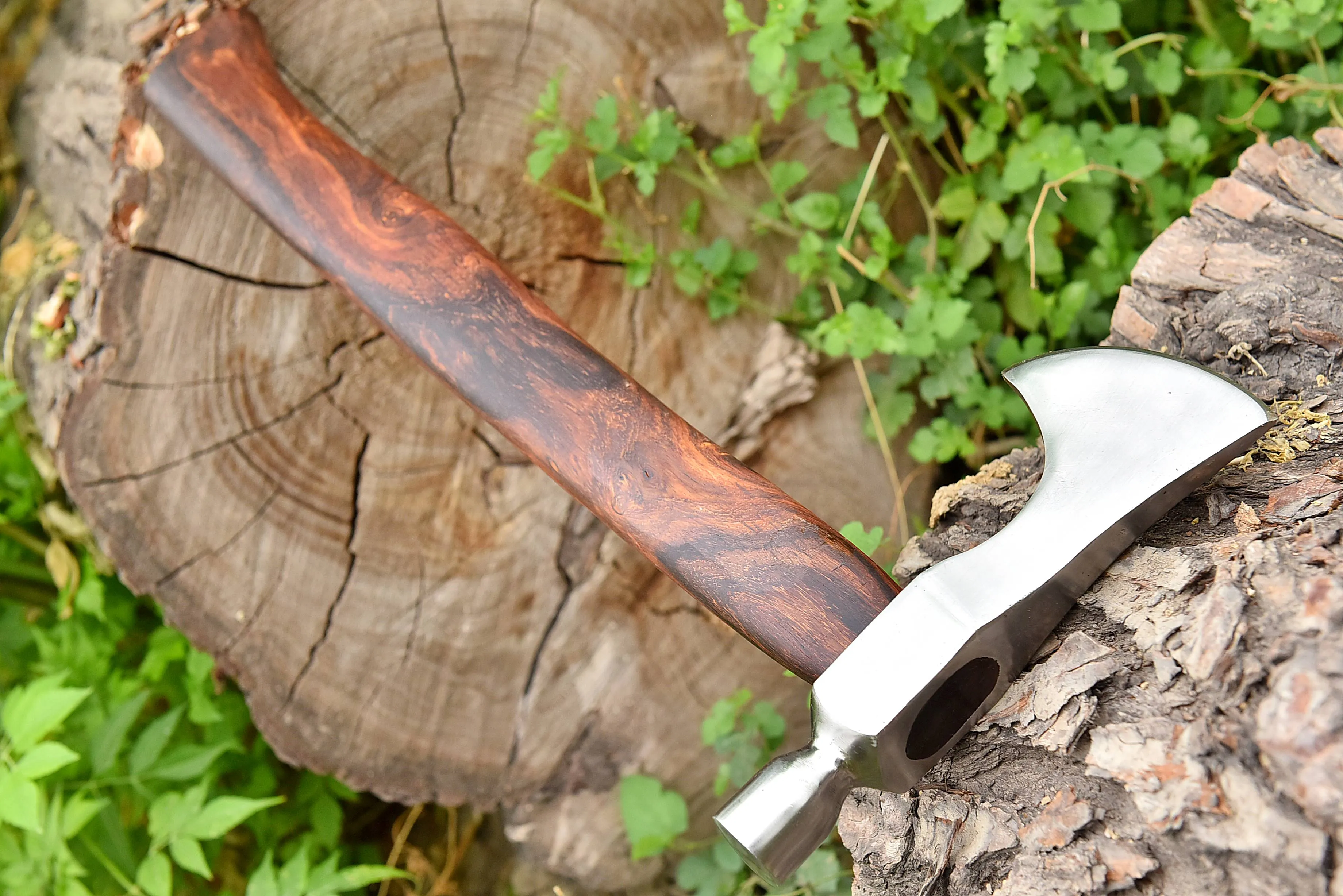 Ball Hammer Axe Forged Carbon Steel Outdoor camping with Genuine leather sheath