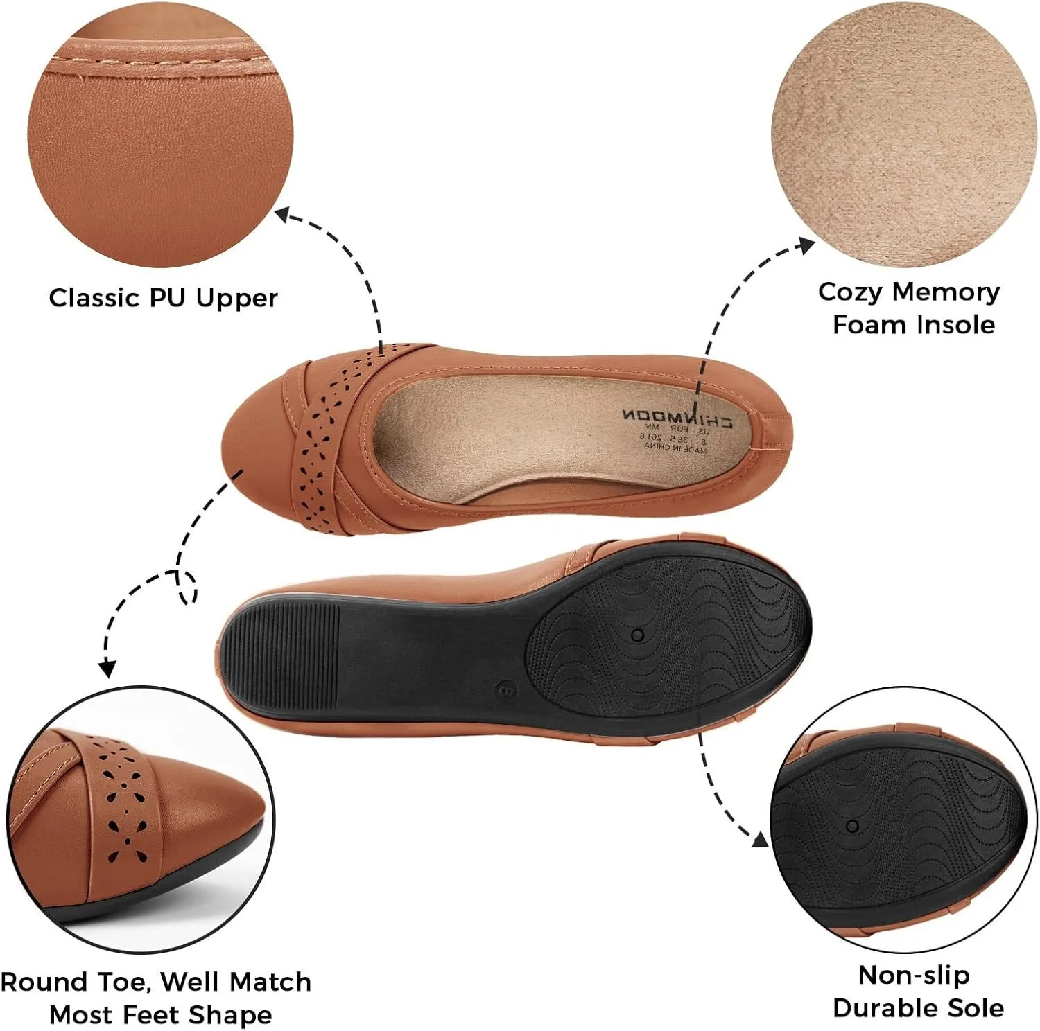 CHINMOON Women's Ballet Flats Comfortable Dressy Walking Dress Casual Shoes