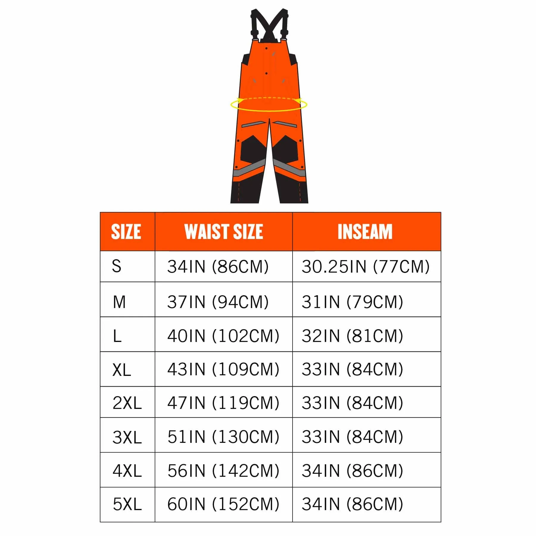 Ergodyne 25637 8928 3XL Orange Class E Hi-Vis Insulated Bibs