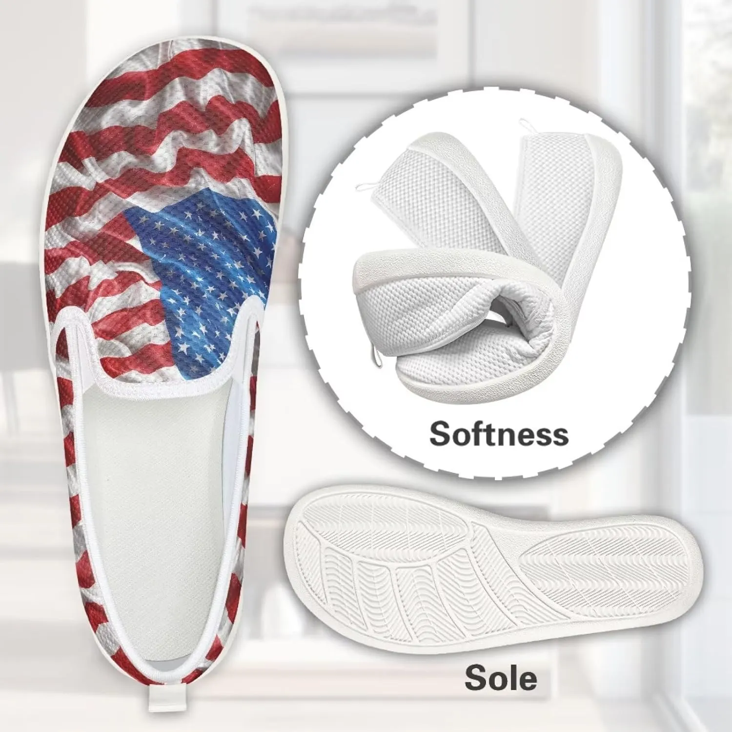 Flag Shoes Casual Walking Shoes Women's Shoes Flats Wide Sneakers Mesh Flats