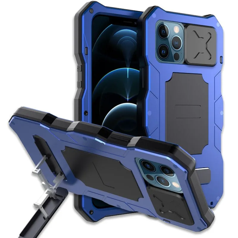 Heavy Duty Armor Metal Phone Case With Kickstand For IPhone