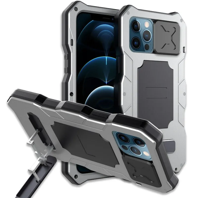 Heavy Duty Armor Metal Phone Case With Kickstand For IPhone