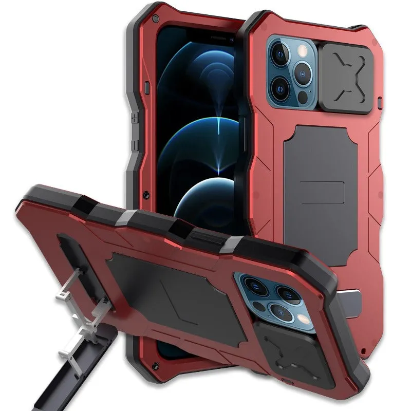 Heavy Duty Armor Metal Phone Case With Kickstand For IPhone