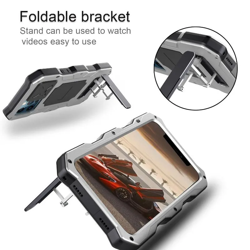 Heavy Duty Armor Metal Phone Case With Kickstand For IPhone
