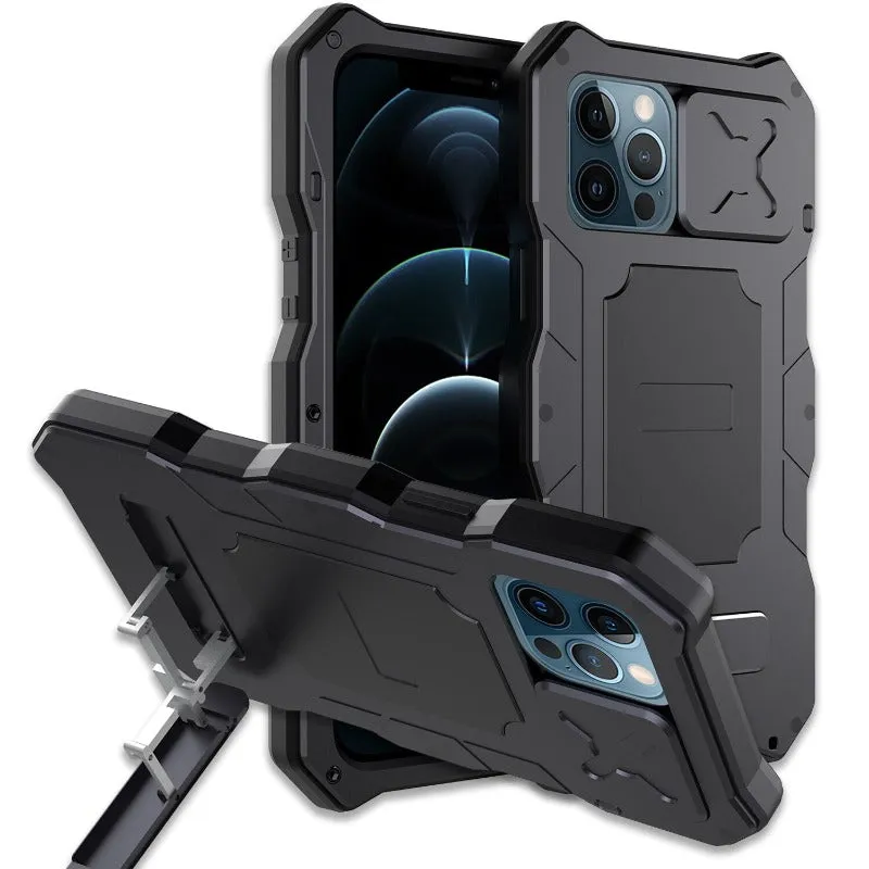 Heavy Duty Armor Metal Phone Case With Kickstand For IPhone