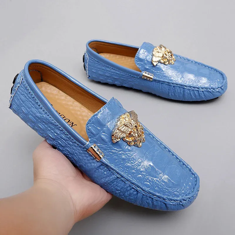 Hnzxzm Fashion Men Sky Blue Casual Loafers Gentleman Leisure Walking Shoes Large Size 35-48 Youth Gentleman Party Dress Formal Shoes