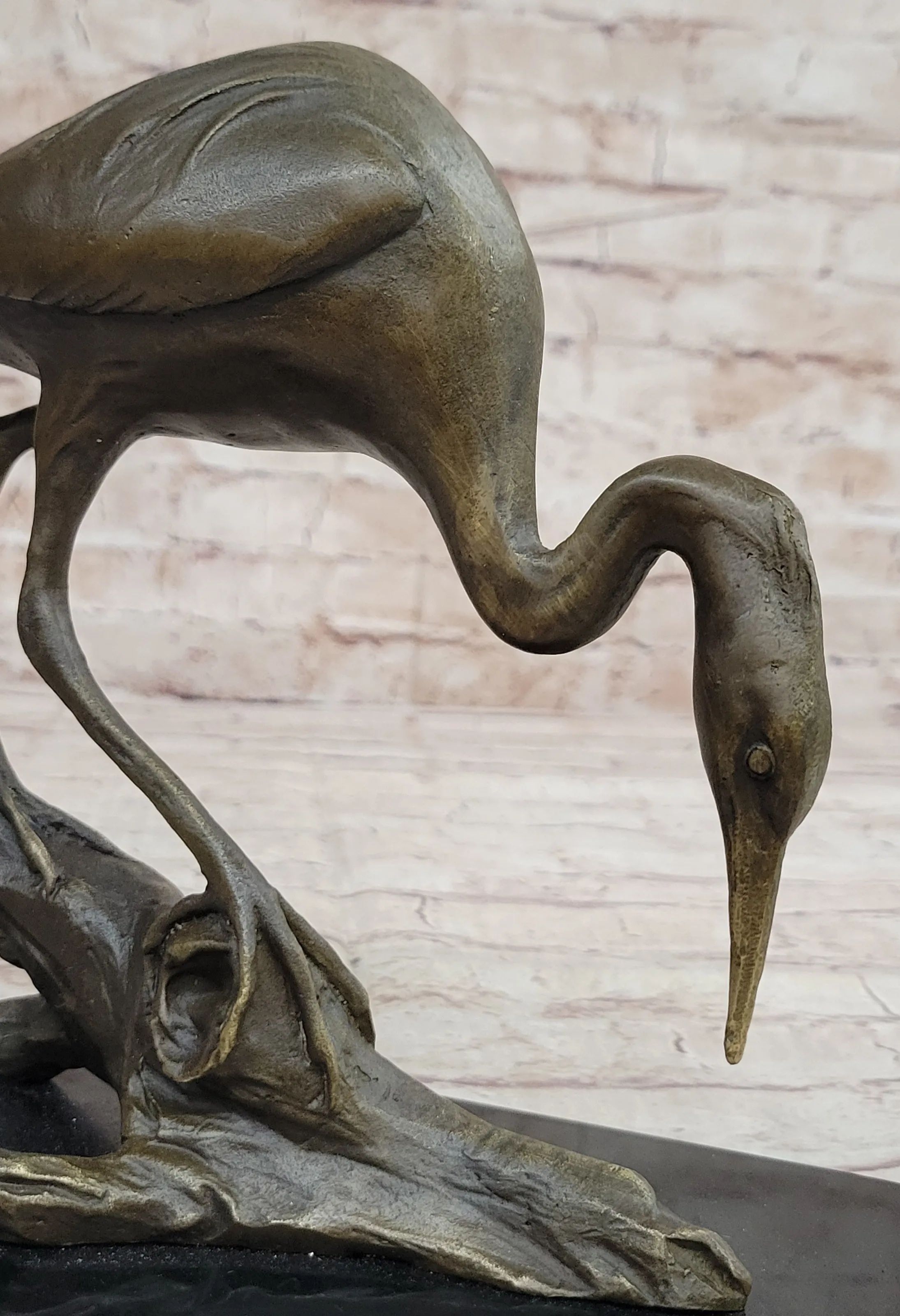 Hot Cast Art Deco Crane Marshland Bronze Sculpture Statue Cabin Decor Sale Decor