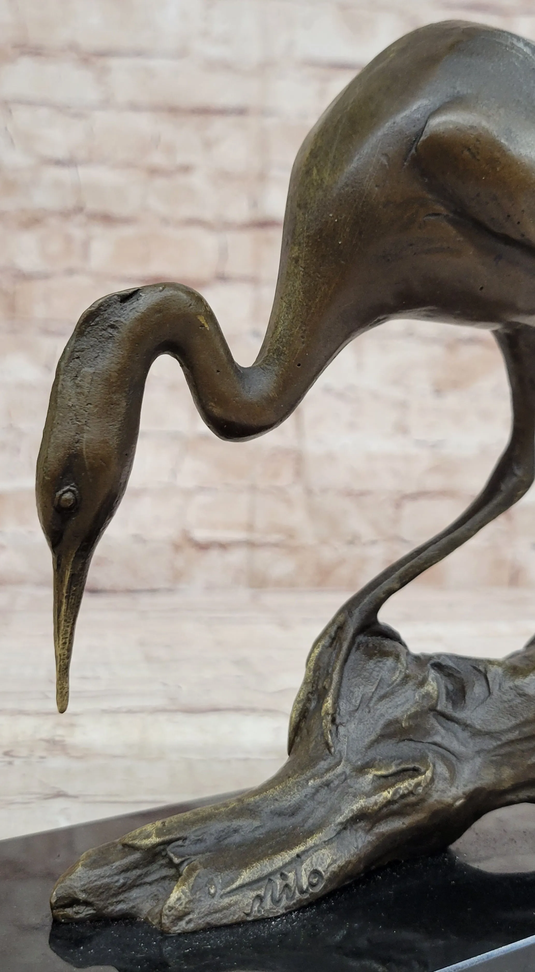 Hot Cast Art Deco Crane Marshland Bronze Sculpture Statue Cabin Decor Sale Decor