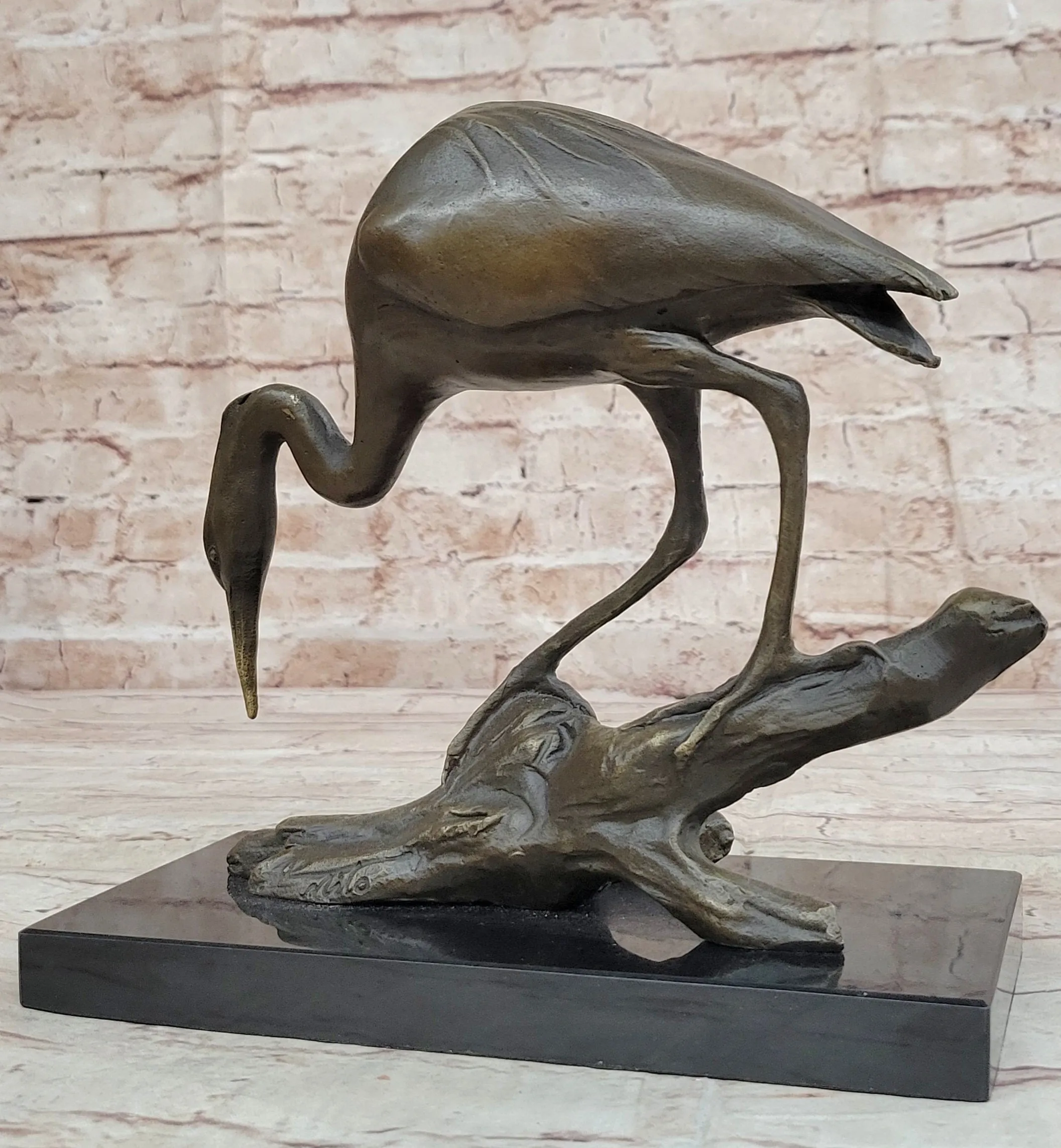 Hot Cast Art Deco Crane Marshland Bronze Sculpture Statue Cabin Decor Sale Decor