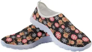 Jeiento Christmas Running Shoes Fashion Slip-On Workout Sneakers Athletic Walking Shoes for Hiking Walking Sports Gym Shoes
