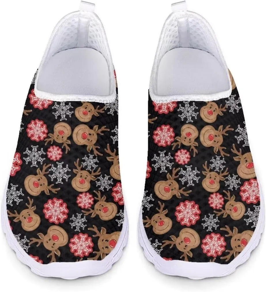 Jeiento Christmas Running Shoes Fashion Slip-On Workout Sneakers Athletic Walking Shoes for Hiking Walking Sports Gym Shoes