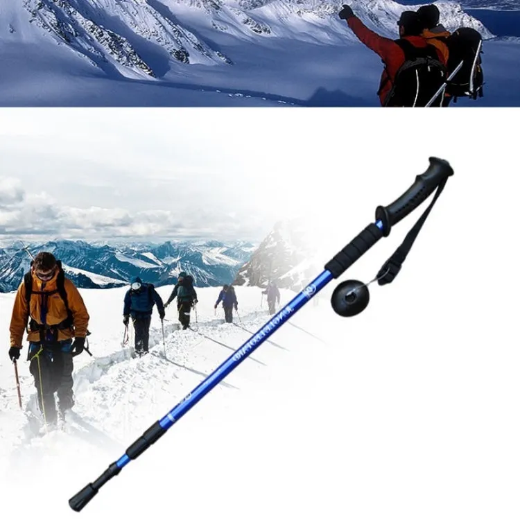 JUNGLELEOPARD 3-Section Straight Handle Aluminum Trekking Pole Multifunctional Walking Hand Crutches, Length: 66-135cm(Red)