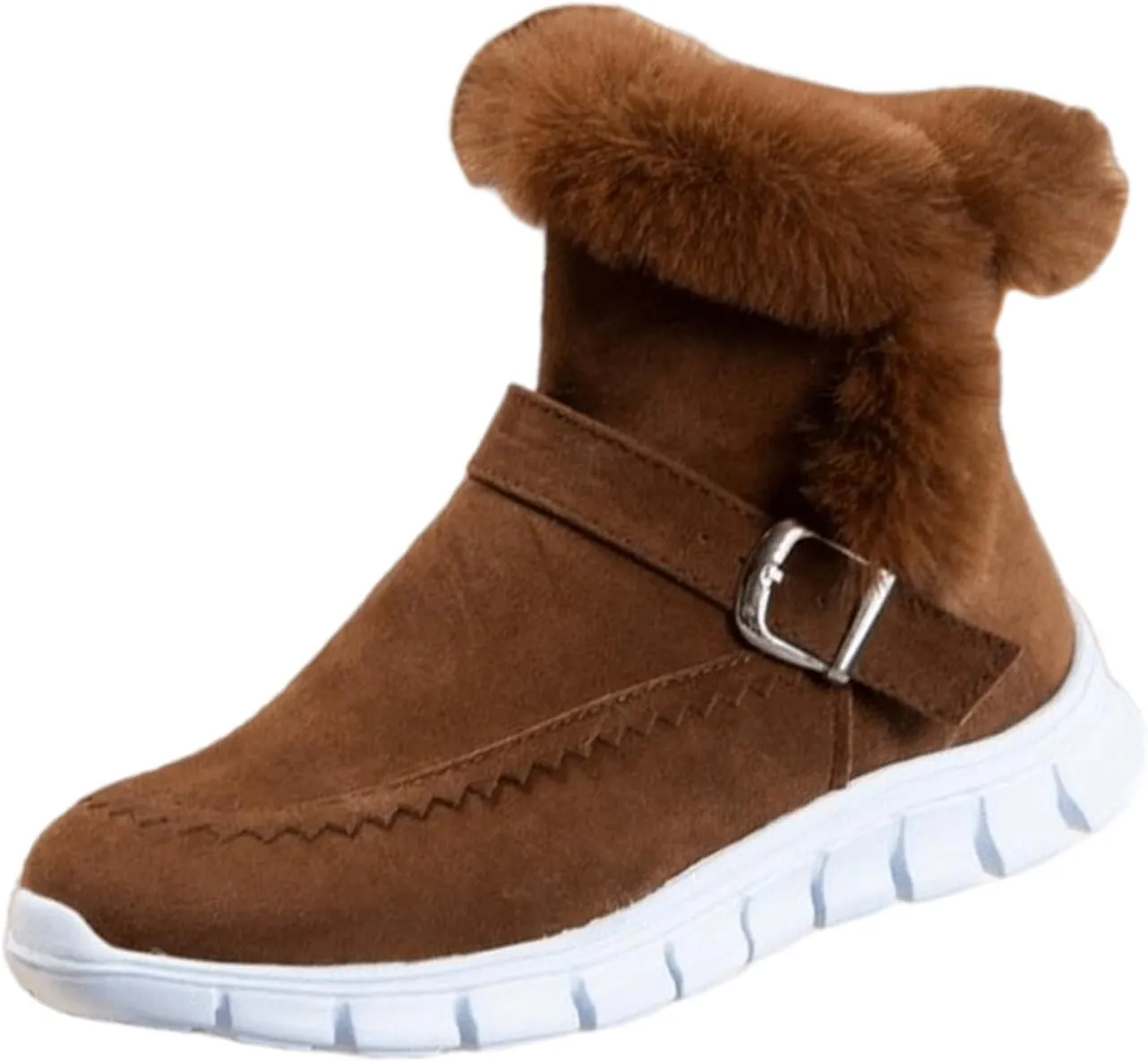 Lausiuoe Boots For Women Ankle Booties Warm Snow Winter Boots Casual Fashion Trendy Comfort Slip On Fur Lined Loafers Shoes