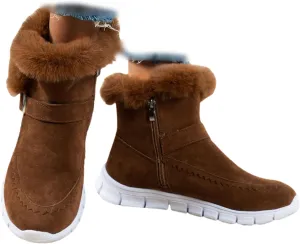 Lausiuoe Boots For Women Ankle Booties Warm Snow Winter Boots Casual Fashion Trendy Comfort Slip On Fur Lined Loafers Shoes