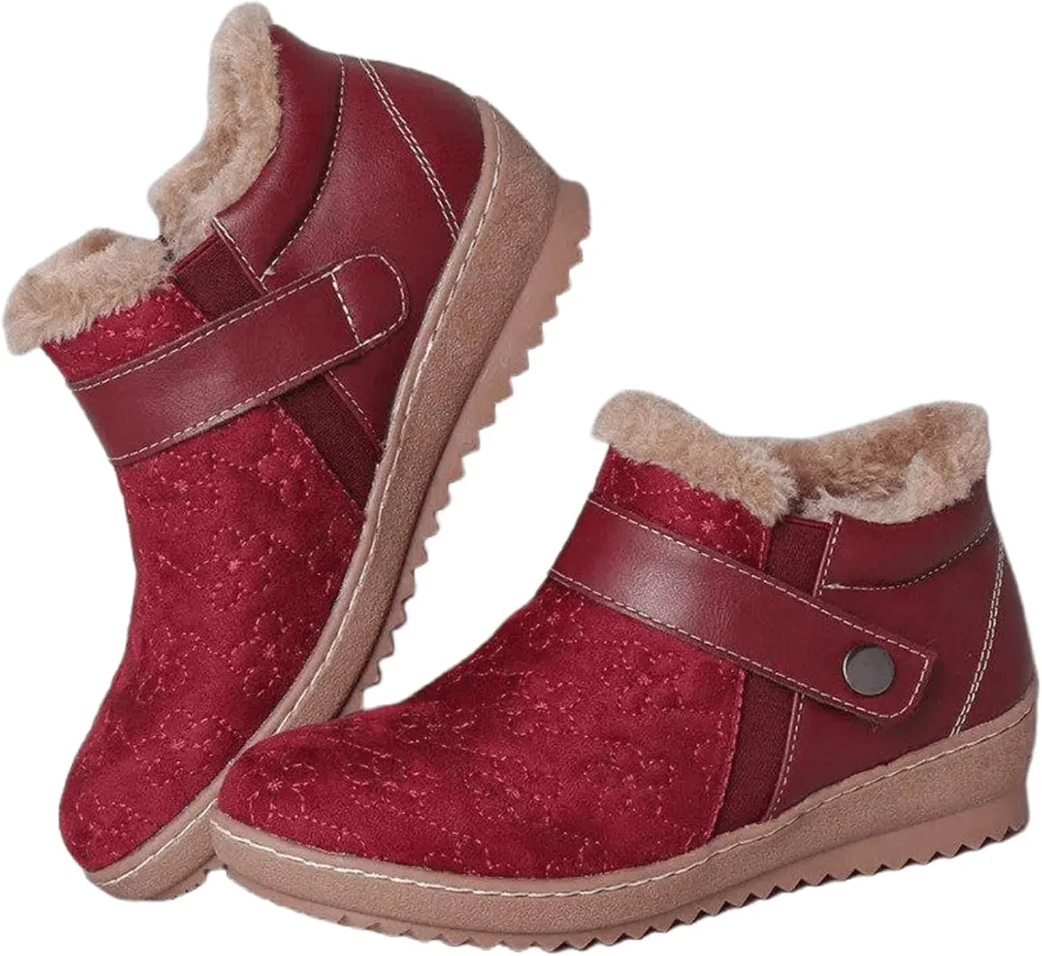 Lausiuoe Snow Boots For Women Cute Fur Lined Fuzzy Ankle Booties Winter Warm Shoes Silp On Comfortable Casual Fashion Loafers