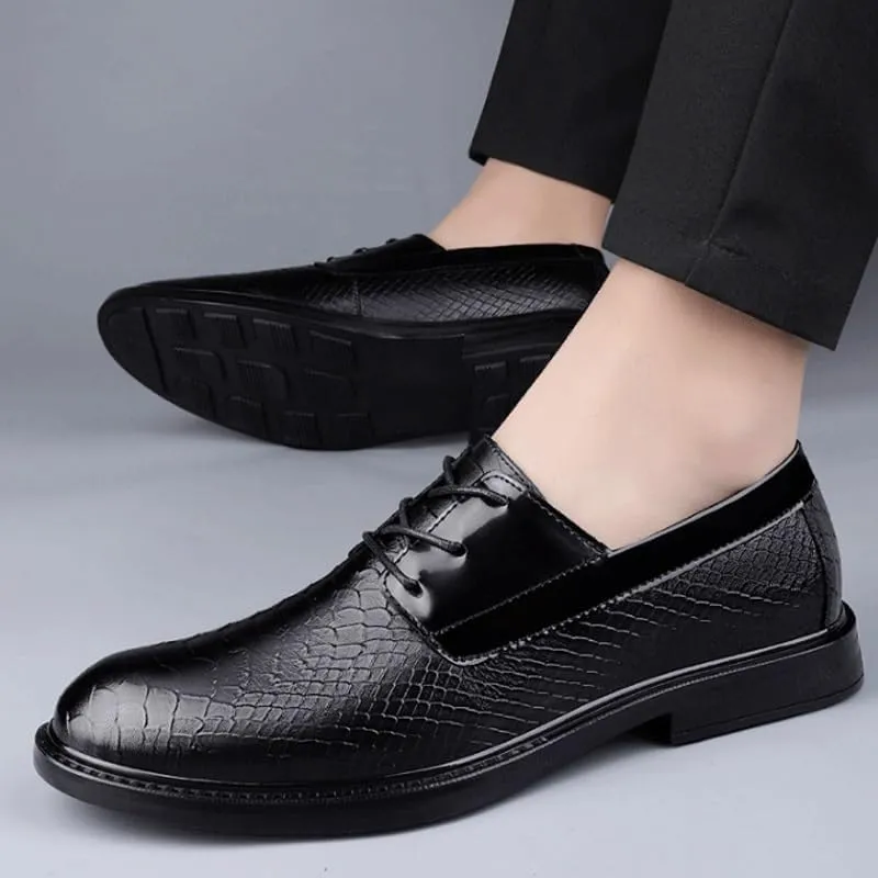Men's Casual Genuine Leather Flats Soft Driving Walking Oxford Shoes Lightweight Retro Casual Flats Dress Shoes for Daily Walking Business Shoes