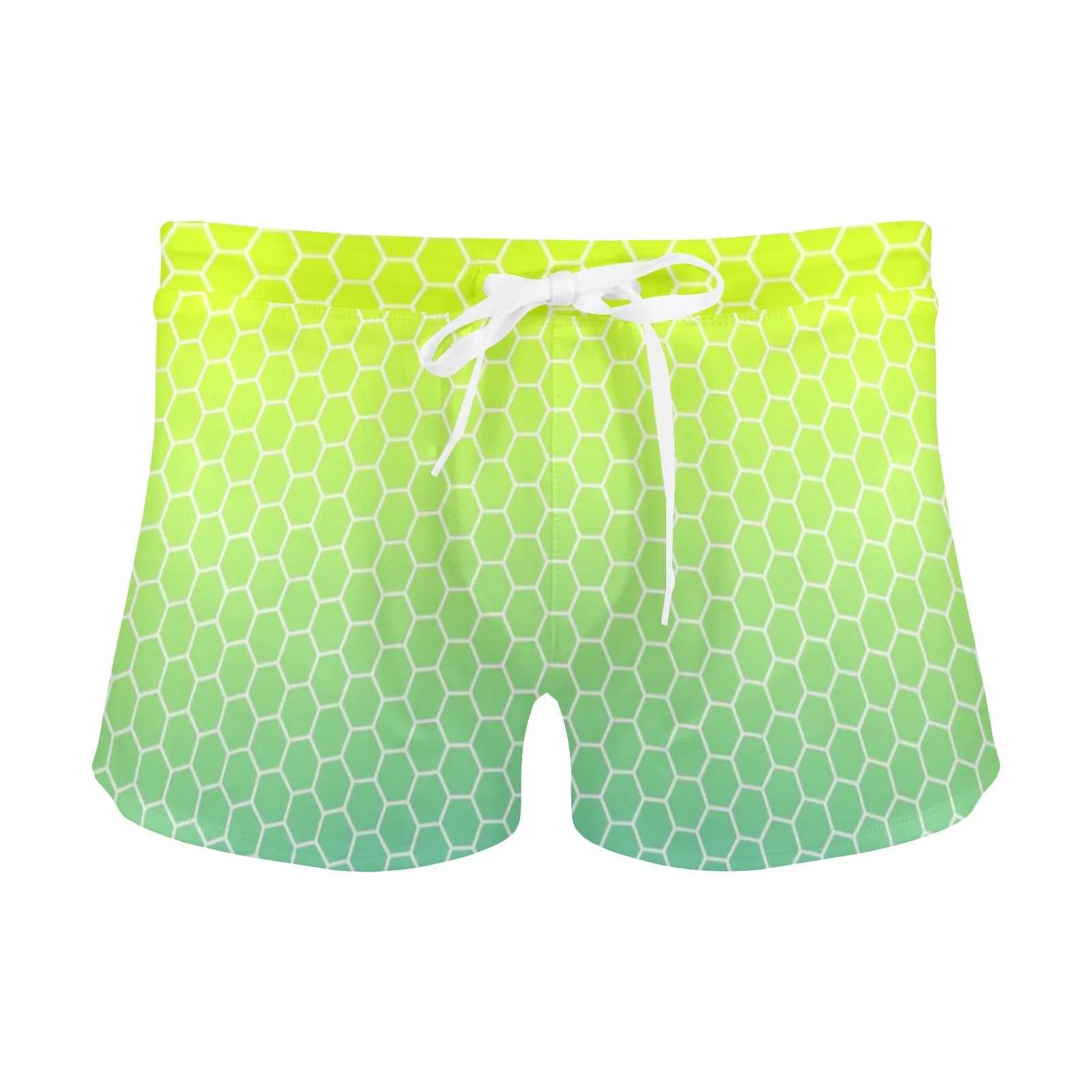 neon green hex print 5 Men's Swim Trunks with Zipper Pocket (Model L71)