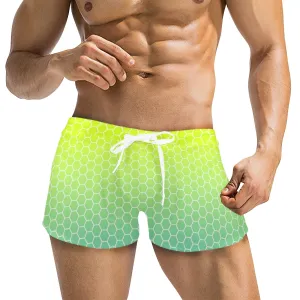 neon green hex print 5 Men's Swim Trunks with Zipper Pocket (Model L71)
