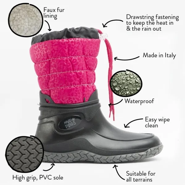 NORDIC Womens Boots Black/Pink Leopard