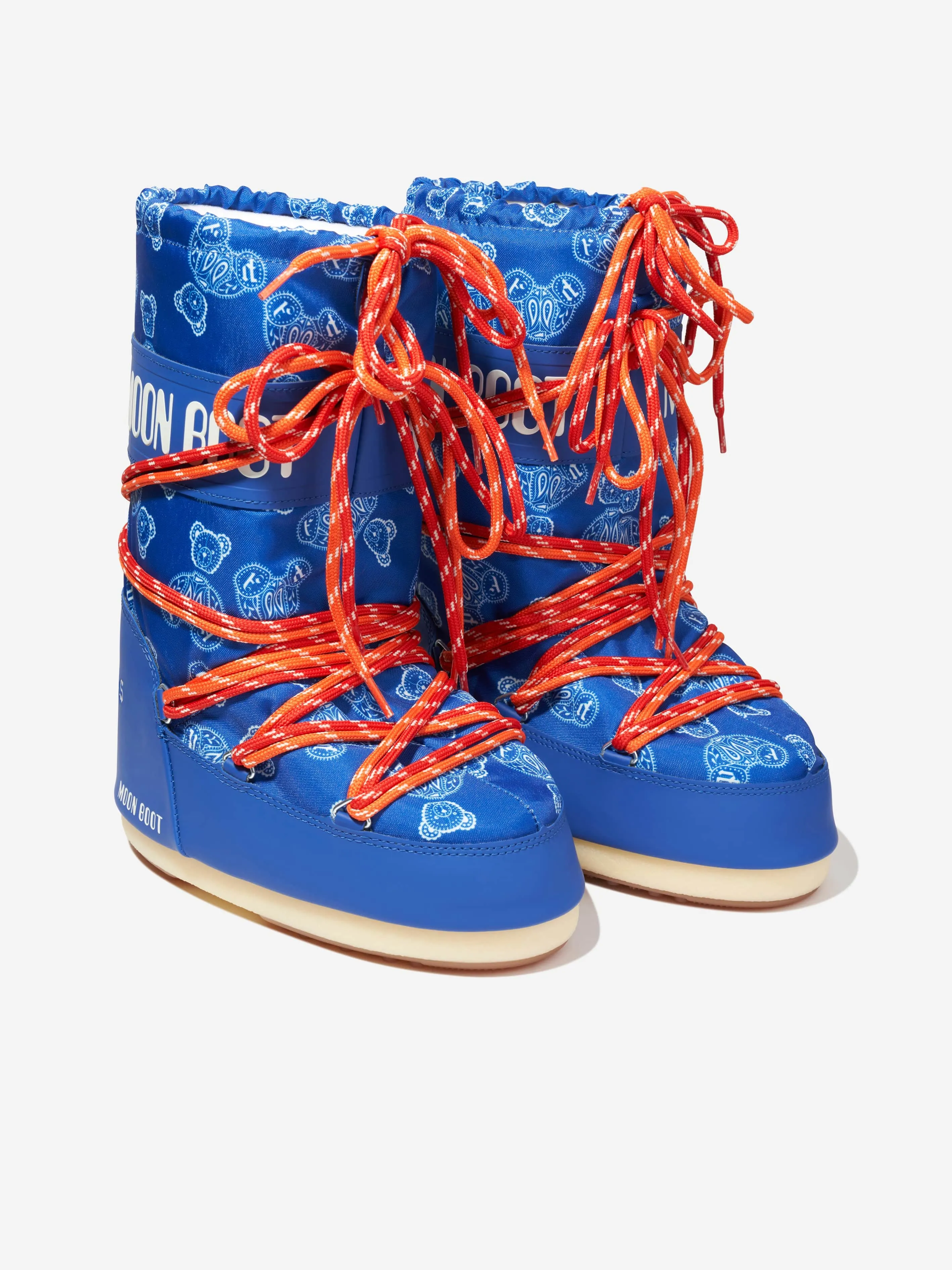 Palm Angels Boys Paisley Bears Moon Boots in Blue